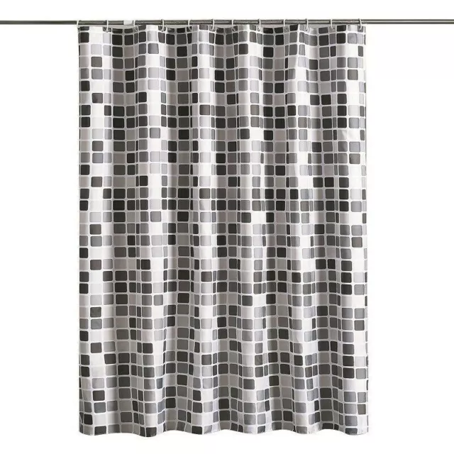 Douche Salle de Bain Rideau Mosaïque Polyester Imperméable avec Crochets