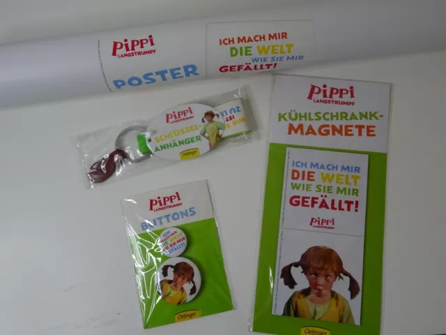 Pippi Langstrumpf Fan-Set+++Poster,Buttons,Magnete,Schlüsselanhänger+++OVP