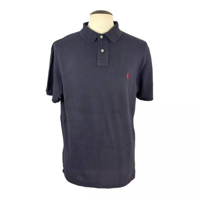 Polo Ralph Lauren Mens Polo Shirt Blue Navy Size Large L Logo Cotton Collared
