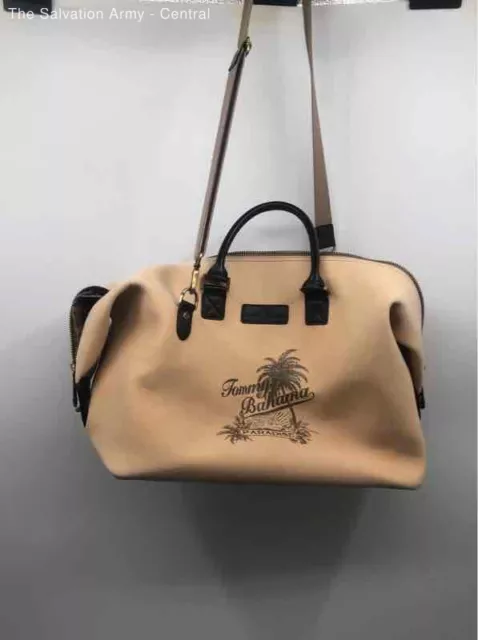 Tommy Bahama Womens Tan Leather Detachable Strap Satchel/Top Handle Bag