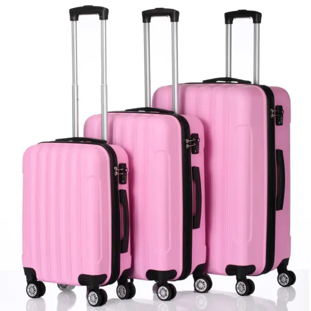 20" 24" 28" Luggage 3pcs Set Travel Trolley Hard Shell Suitcase Wheels TSA Lock