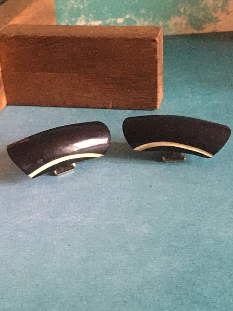 Paire de Clips ROHANNE Paris style Art Déco Pierres bois strass