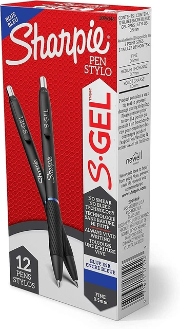 Sharpie S-Gel, Gel Pens, Fine Point (0.5mm), Blue Ink Gel Pen, 12 Count