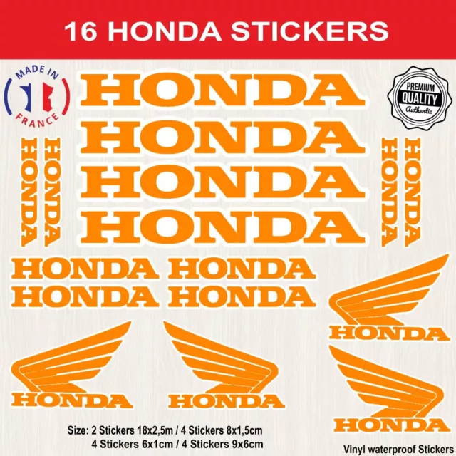 Stickers Honda vinyle étanche haute adhérence Orange 16 pièces
