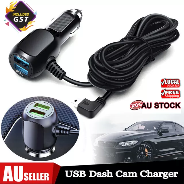 Dash Cam Car Chargers QC3.0 Mini USB Cable Kit 11.5ft Power Cord for DVR  Camera
