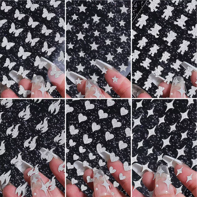 3D Nail Stickers Love Heart Star Bear Design Paper Nails Art Decal S R