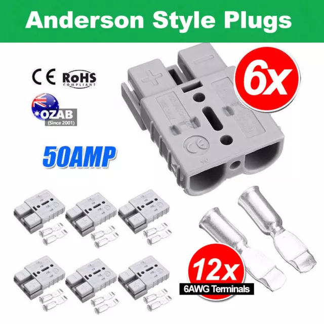 6X Anderson Style Plug Exterior DC Solar Caravan Power 50 AMP 12-24V Connectors