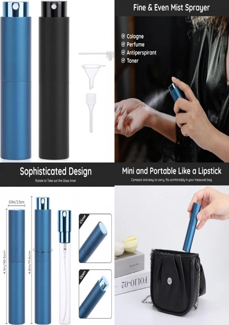 Segbeauty Porta Profumo da Viaggio, Atomizzatore 2, Nero & Blu