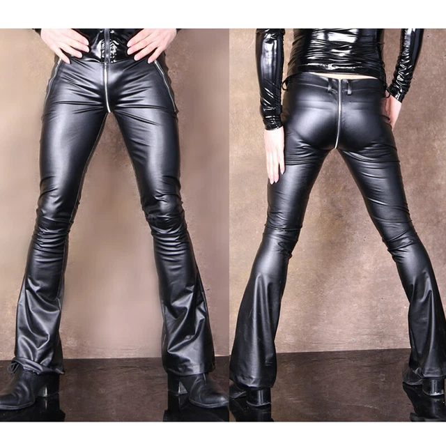 Pantalon Patte D'éléphant Pour Homme En Simili Cuir Brillant - Style Disco Années 70 Pour Soirée, Club Et Déguisement - 3
