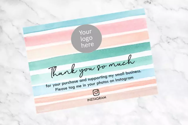 A7 Thank You For Supporting My Small Business Cards,  250gms watercolour