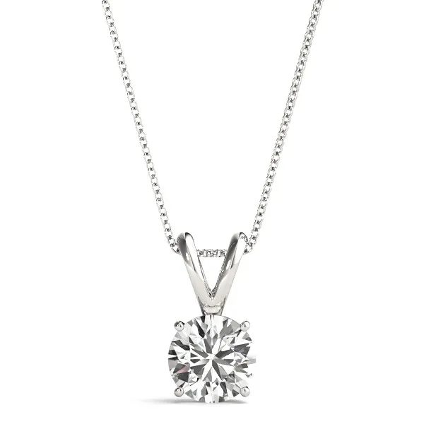 Diamond Pendant Necklace F VS1 AGI Certified Round Lab created 14k White Gold