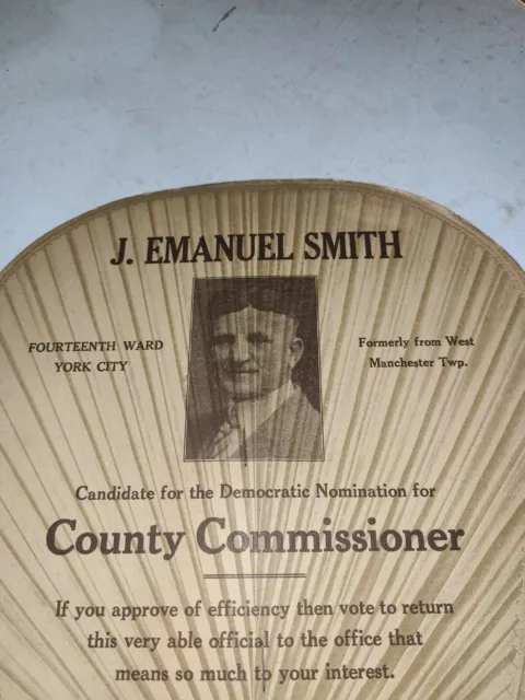 1931 York Pa Emanuel Smith For Democrat Co. Commissioner Hamd Fan W. Manchester 2