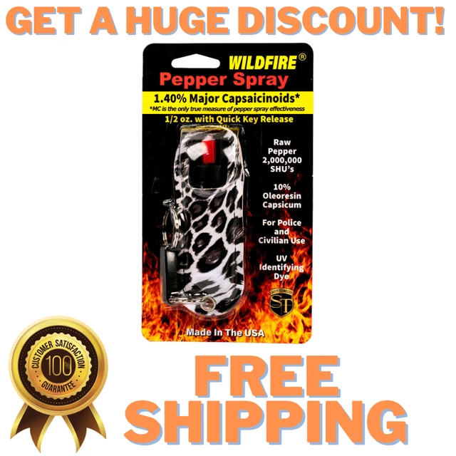 WildFire Pepper Spray Halo Holster 1/2oz Self Defense Protection Black White