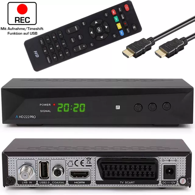 HD Sat Receiver PVR Ready mit Aufnahmefunktion Anadol 222 DVB-S2 USB HDMI SCART