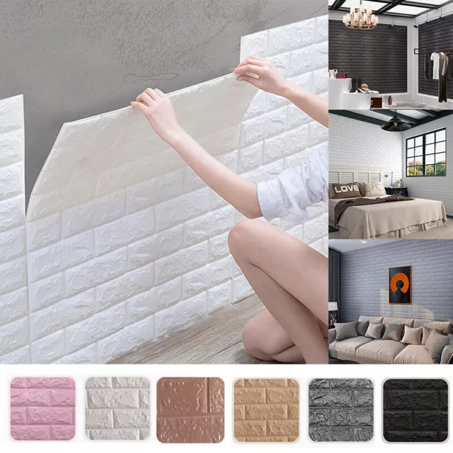 10pcs 3D Tile Brick Wall Sticker Self-adhesive Wallpaper Foam Panel Waterproofs