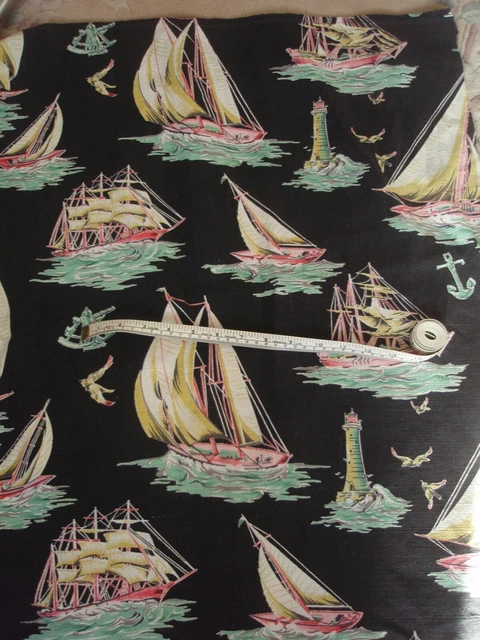 Reclaimed Vintage 50's Curtain Fabric  - Approx.21 " W x 26" L - ships No.1