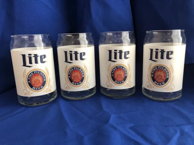 Miller Lite 16 oz - Pint - Pilsner Beer Glasses NEW!  Set of 4