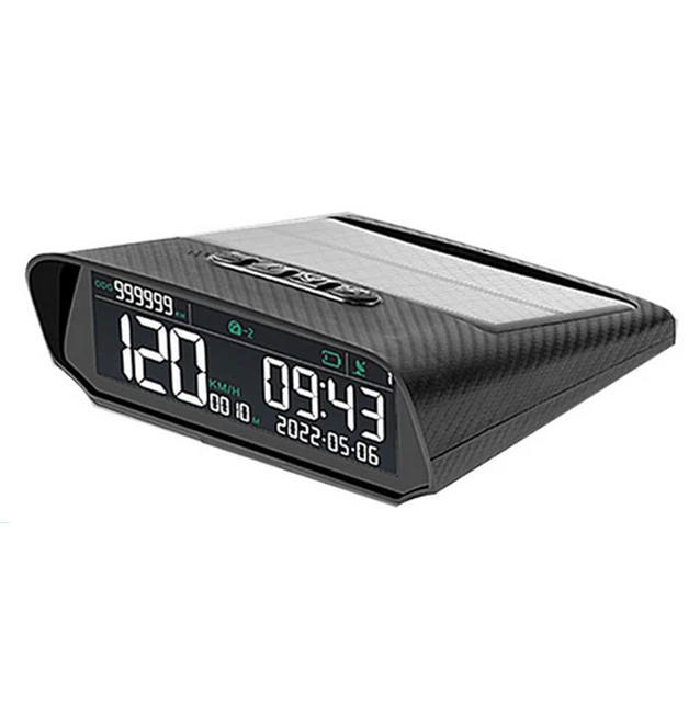 HUD Car Digital Speedometer Over Speed Alarm GPS Head Up Display Solar Charged