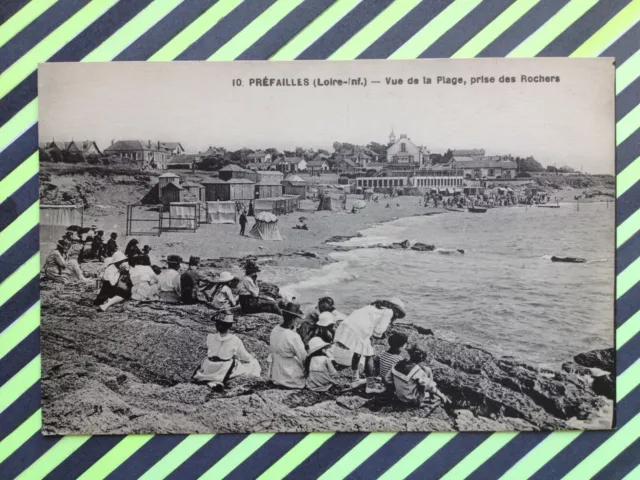 cpa 44 - PRÉFAILLES (Loire Inférieure) Vue de la PLAGE, prise des ROCHERS