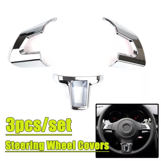 FOR VW GOLF 6 IV Jetta Polo V 6R aluminum steering wheel cover trim clip  chrome carbon £23.49 - PicClick UK