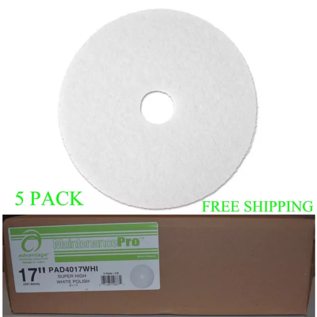17" White Floor Polishing Pads 5 pack case