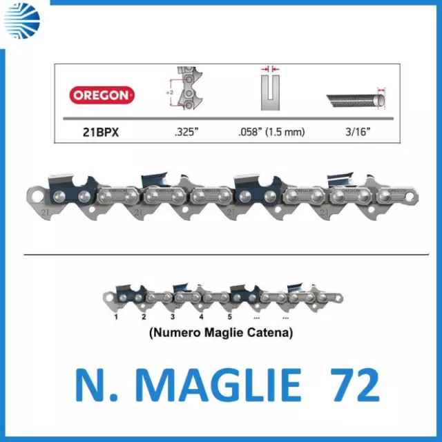 Catena per motosega professionale dente blu 325 oregon 21bpx 1,5 maglie 72