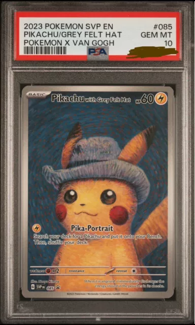 Pokemon Pikachu Van Gogh Museum With Grey Felt Hat 085 Promo PSA 10 Gem Mint