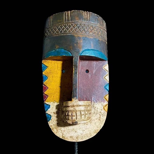 African Mask Tribal Face Wood Hand Carved Vintage Wall Hanging Lega Mask-8020 3
