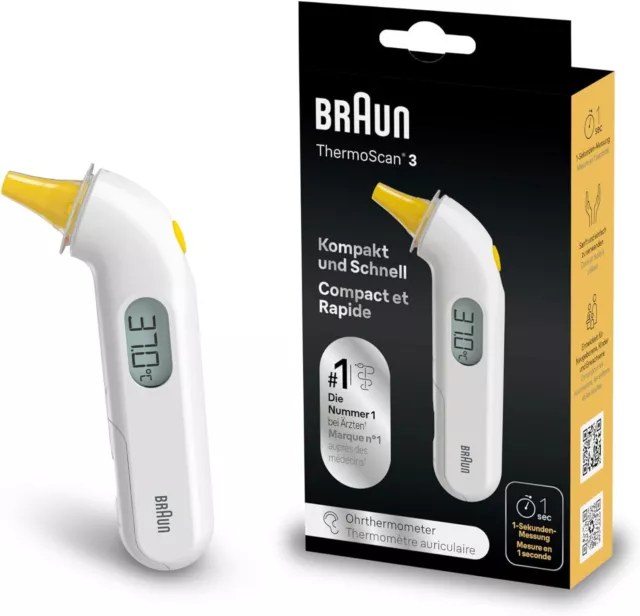 Braun  IRT 3030 ThermoScan 3 Ohrthermometer Geeignet für Babys und Kleinkinder