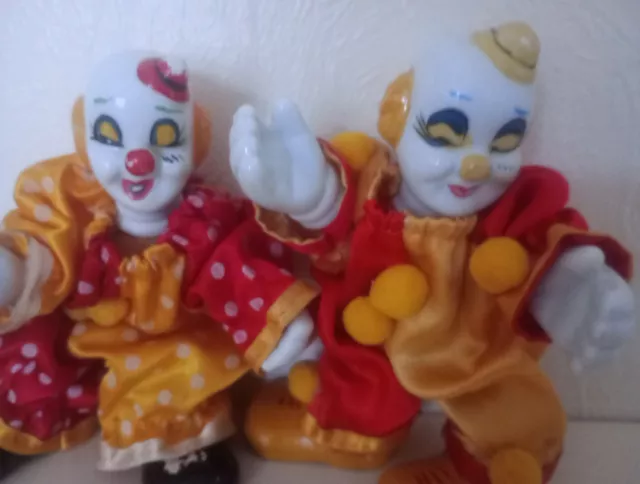 Two Porcelain Clowns Vintage Pair Good Condition 3