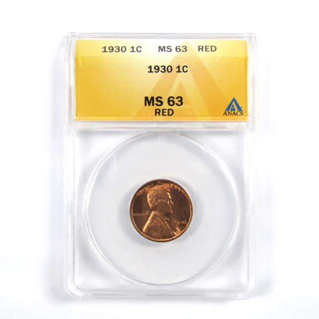 1930 Lincoln Wheat Cent MS 63 RD ANACS Penny Uncirculated SKU:I5805