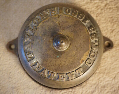 Antique Taylor's Victorian Mechanical Door Bell Patent Oct 23, 1860 Brass Bronze