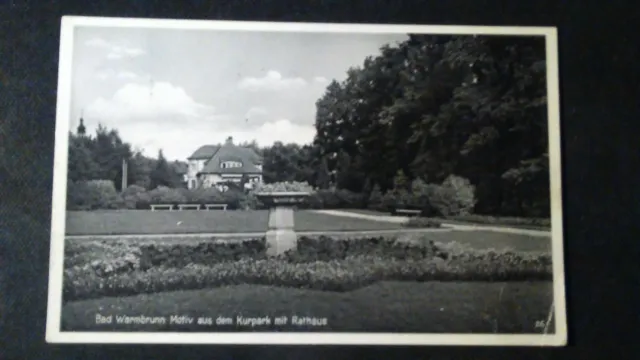 Schöne uralte s/w AK Kurstadt Bad Warmbrunn Kurpark Rathaus gelaufen 1939 eh111