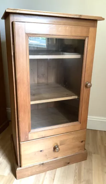 Vintage Pine Hi-Fi Cabinet, Lifting Lid, Glass Door, 2 Shelves.