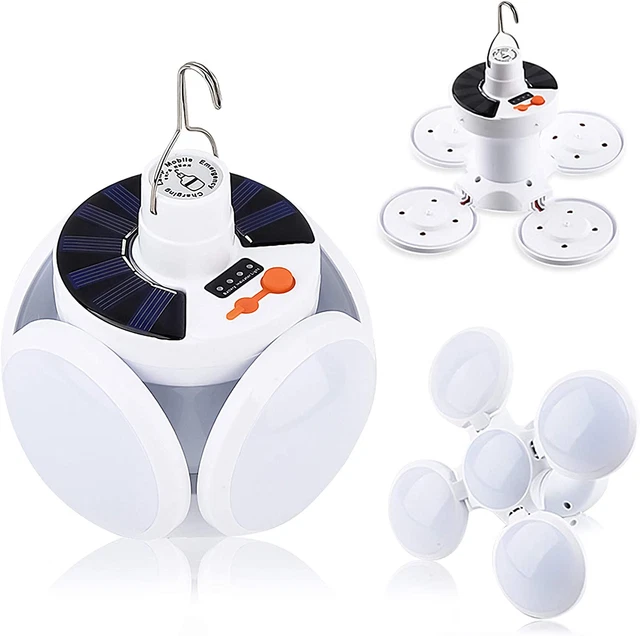 Portable Camping Tent LED Light USB Solar Hook Lamp Rechargeable Lantern 2 PACK