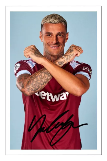 Gianluca Scamacca Signed Autograph 12x8 PHOTO Fan Signature Gift Print WEST HAM