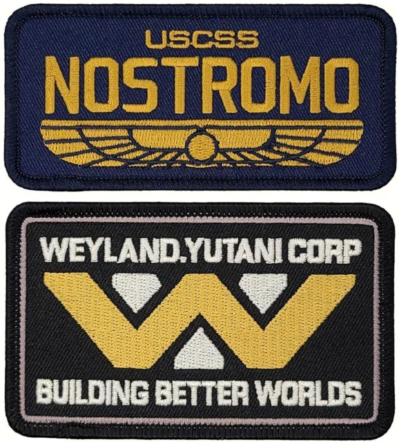 Parche alienígena USCSS Nostromo Crew Weyland Yutani Cor | 2 piezas plancha o coser 4,0 pulgadas