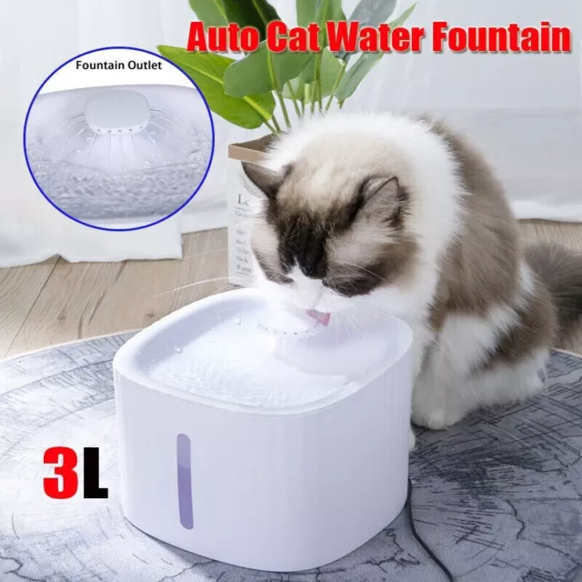 3 Litre Automatic Electric Pet Water Fountain Dog Cat Drinking Dispenser Filter