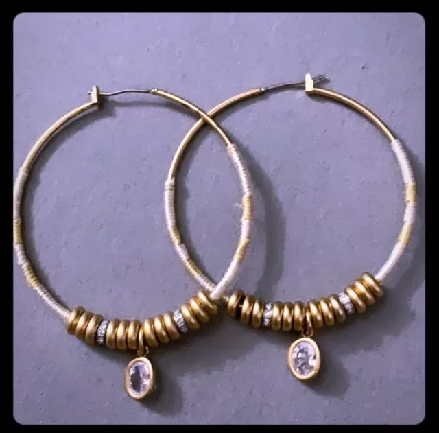 Vintage Juicy Couture Large Gold Tone Hoop Earring 2in