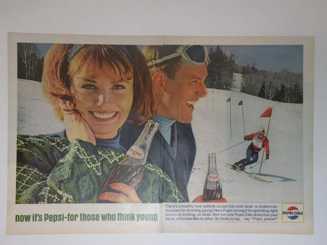 Magazine Ad* - 1964 - Pepsi - (two-pages) - Skiing