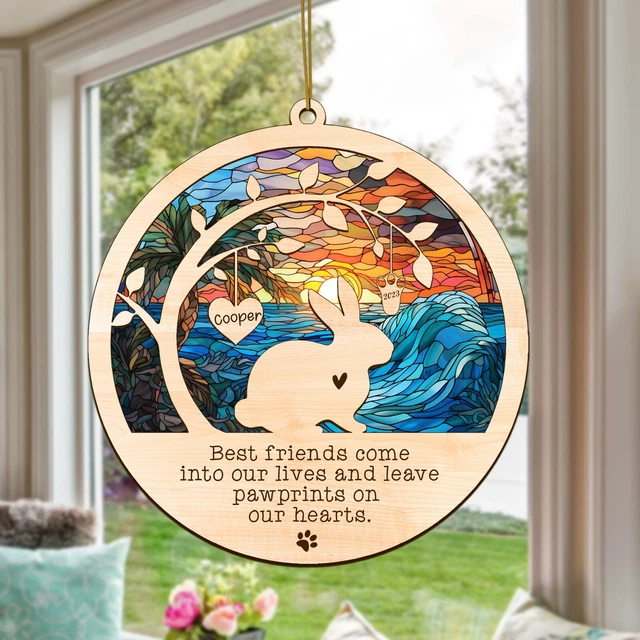 Personalized Rabbit Memorial Suncatcher, Bereavement Gift for Rabbit Christmas