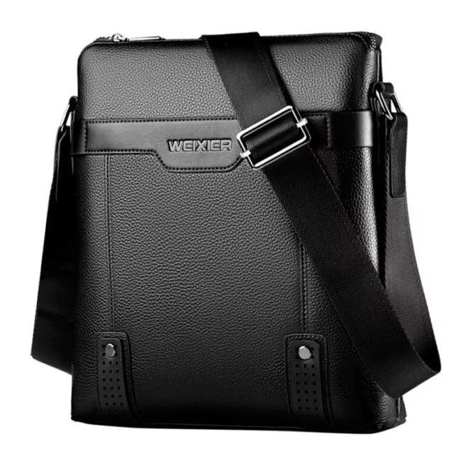 Men's New Business Black Leather Shoulder Bag Messenger Large Crossbody Handbags