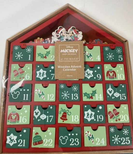 DISNEY MICKEY AND Minnie Mouse Wooden Advent Calendar Primark Exclusive
