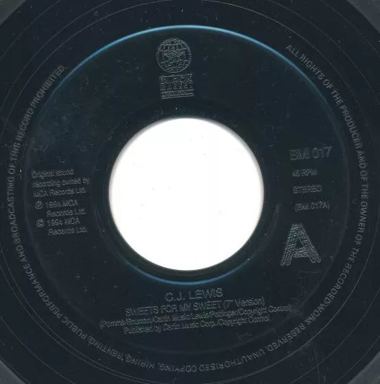 CJ Lewis - Sweets For My Sweet (7", Single, Jukebox)