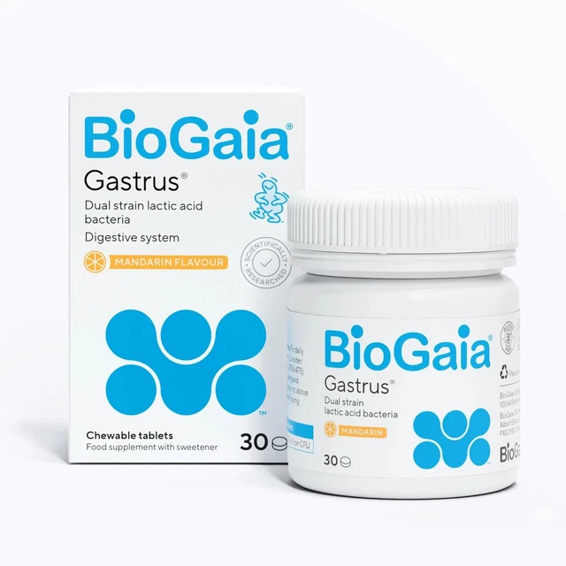 BIOGAIA GASTRUS LACTIC Acid Bacteria for Gut Health 30 Tablets Mandarin ...