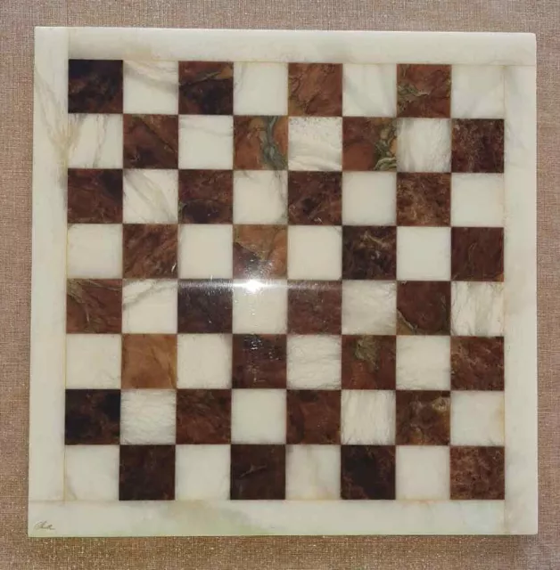 Chiellini Italian Marble Alabaster Chess/Checkers Board Vintage  Double Sided