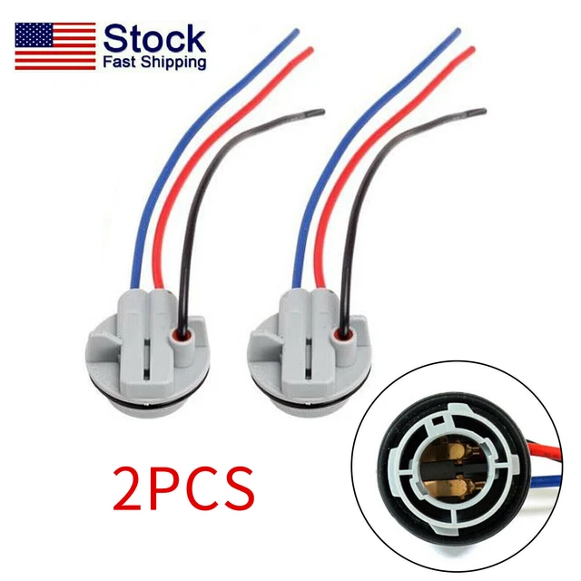 2Pcs 1157 LED Stop Brake Turn Light Bulb Socket Harness Wire Pig Tail Plug New