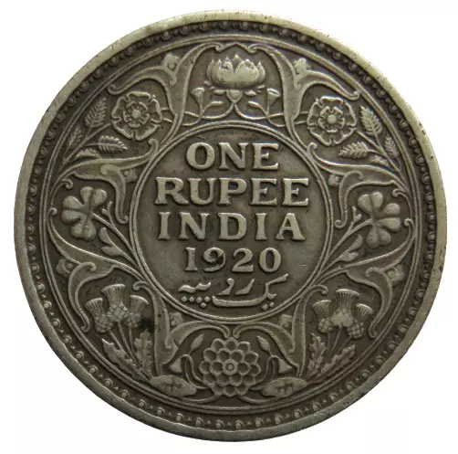 1920 King George V India Silver One Rupee Coin