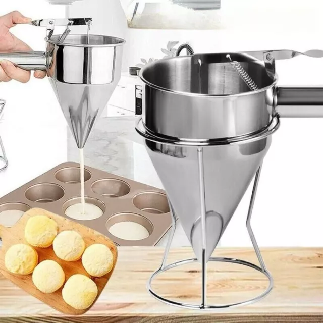 Funnel Dispenser Stainless Steel 1200ML Cone-shaped Batter Pancake Baking Tools