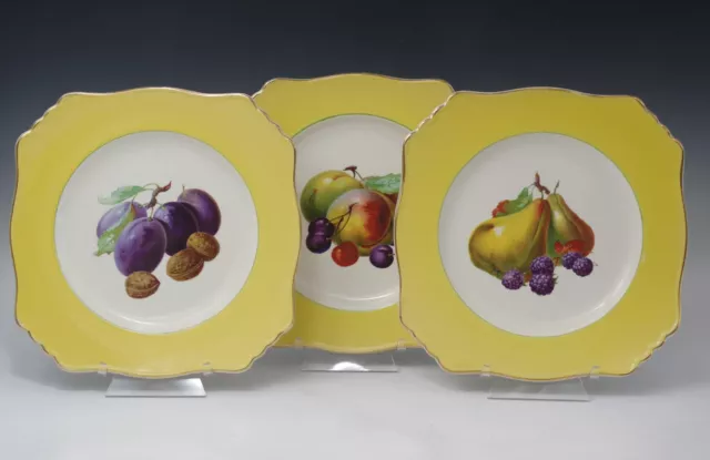 Royal Winton Grimwades England Set Of 3 Square Luncheon Plates Fruits Yellow